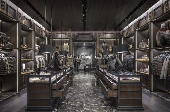 Moncler clothing displays and viewing drawers